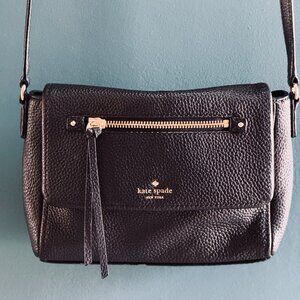 KATE SPADE Cobble Hill Ellen Black Pebbled Leather Crossbody Bag Gold